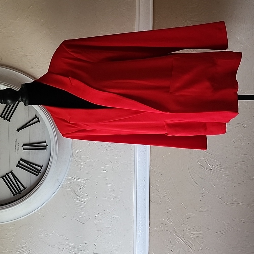 Bright Red Blazer with 2 front pockets.